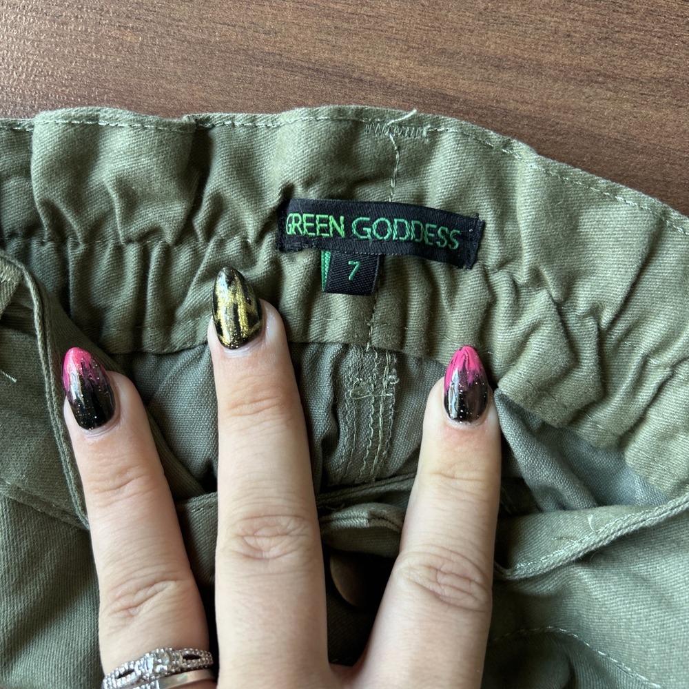 Youth Girls Green Goddess‎ Woven Cargo Pants Army Green Size 7 MSRP 42 - Picture 5 of 5